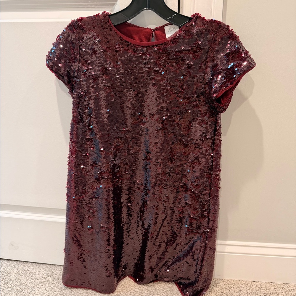 Zara Sparkling Maroon Sequin Dress